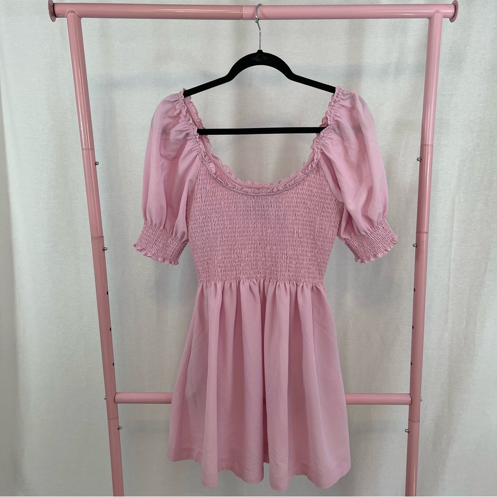 Hill House Pink Smocked Mini Dress
